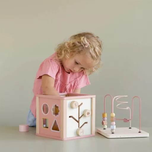 Little Dutch készségfejlesztő kocka - pink FSC