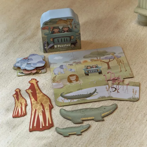 Little Dutch 6 az 1-ben puzzle- Safari Friends