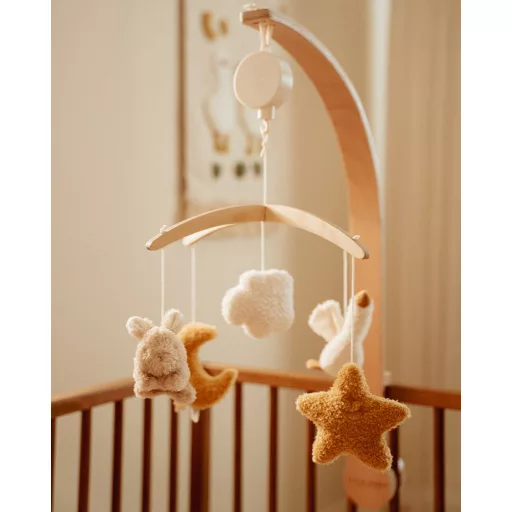 Little Dutch zenélő körforgó natúr fa vázzal - Newborn Naturals