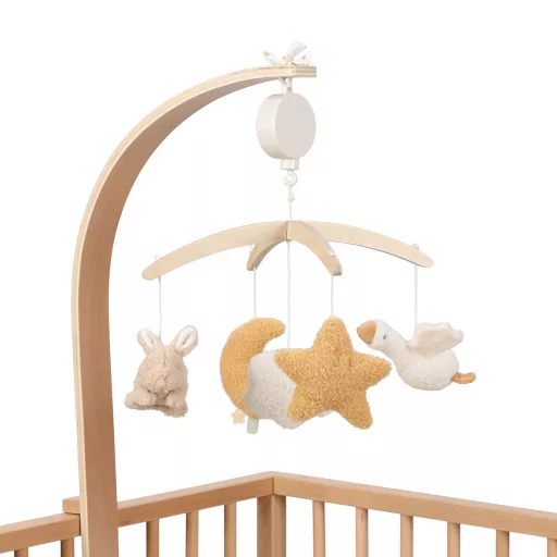 Little Dutch zenélő körforgó natúr fa vázzal - Newborn Naturals