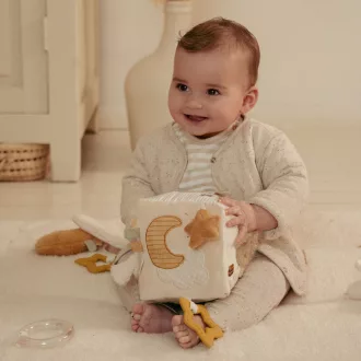   Little Dutch készségfejlesztő plüss kocka - Newborn Naturals