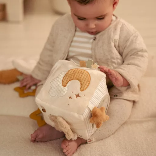 Little Dutch készségfejlesztő plüss kocka - Newborn Naturals