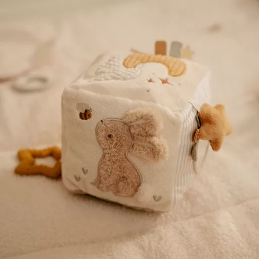 Little Dutch készségfejlesztő plüss kocka - Newborn Naturals