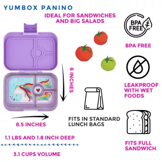 Yumbox Panino uzsonnás doboz 4 rekesszel - Lavande Unicorn