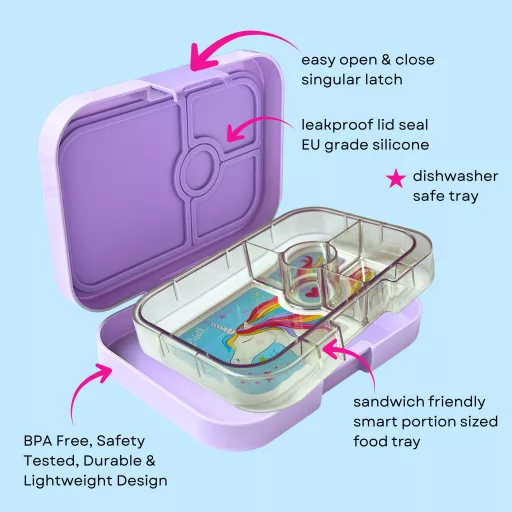 Yumbox Panino uzsonnás doboz 4 rekesszel - Lavande Unicorn