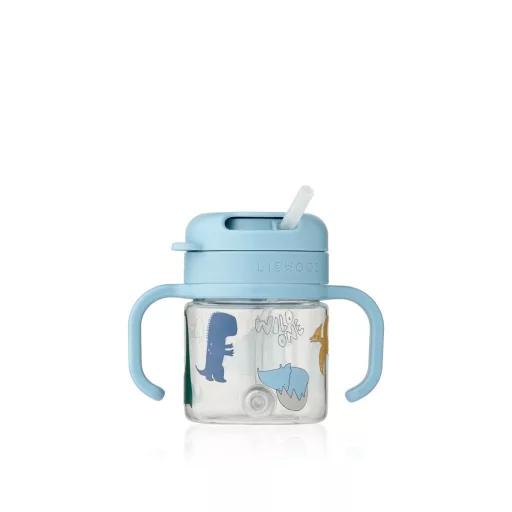Liewood Kai tritan szívószálas pohár 280 ml - Dino roar