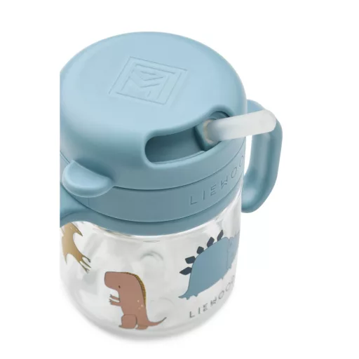 Liewood Kai tritan szívószálas pohár 280 ml - Dino roar