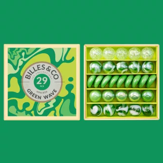 Billes & Co üveggolyó szett - small box - Green Wave