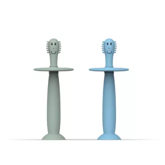   Matchstick Monkey tanuló baba fogkefe - Mentazöld és babakék