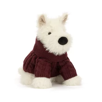   Jellycat plüss - Munro skót terrier téli pulóverben - Munro Scottie Dog Winter Jumper