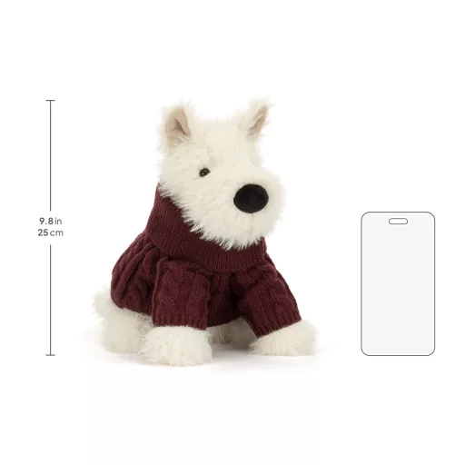 Jellycat plüss - Munro skót terrier téli pulóverben - Munro Scottie Dog Winter Jumper