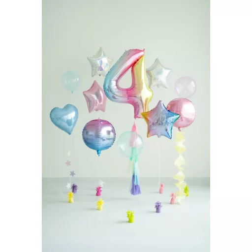 Számos fólia lufi - 4 - pasztell szivárvány - 86 cm