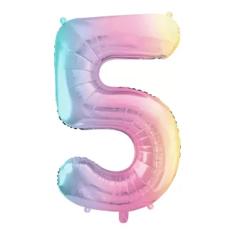 Számos fólia lufi - 5 - pasztell szivárvány - 86 cm