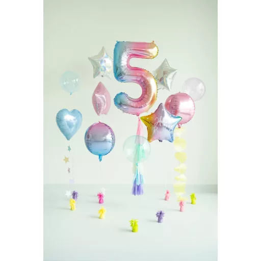 Számos fólia lufi - 5 - pasztell szivárvány - 86 cm