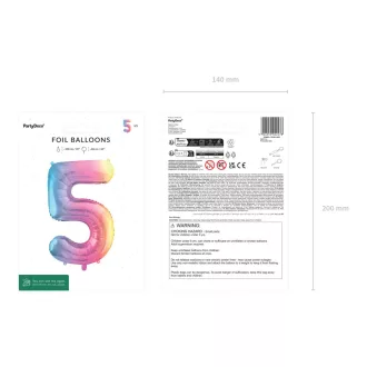 Számos fólia lufi - 5 - pasztell szivárvány - 86 cm