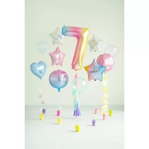 Számos fólia lufi - 7 - pasztell szivárvány - 86 cm