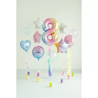 Számos fólia lufi - 8 - pasztell szivárvány - 86 cm