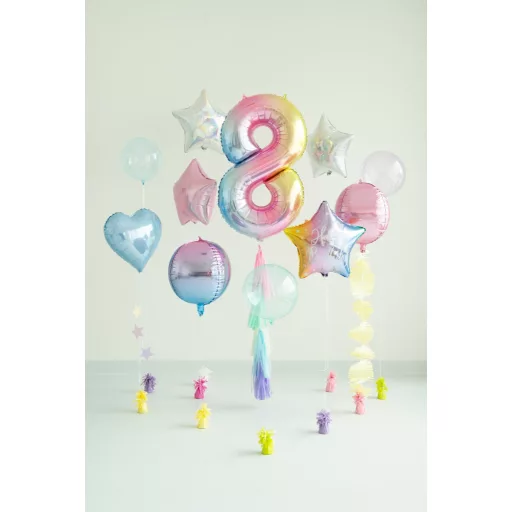 Számos fólia lufi - 8 - pasztell szivárvány - 86 cm