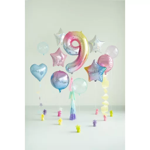 Számos fólia lufi - 9 - pasztell szivárvány - 86 cm