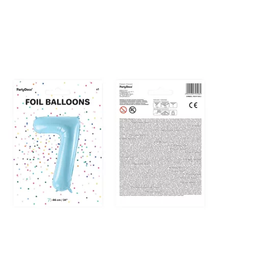 Számos fólia lufi - 7 - világoskék - 86 cm