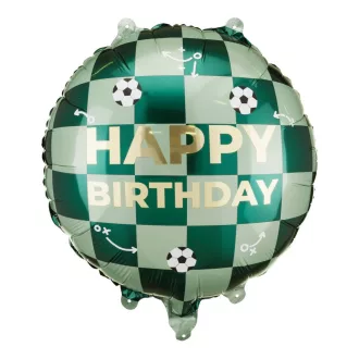 Kerek fólia lufi - Happy Birthday labdás - 35 × 35 cm