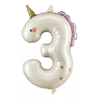 Számos fólia lufi - 3 - Unikornis - 93 cm