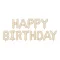 Felirat fólia lufi - Happy Birthday - bézs - 340 × 35 cm
