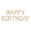 Felirat fólia lufi - Happy Birthday - bézs - 340 × 35 cm
