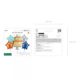 Fólia lufi szett - Színes tortás Happy Birthday - 5 db