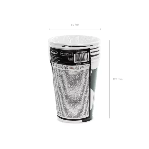 Papírpohár - Focis - 260 ml - 6 db