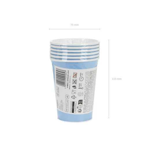 Papírpohár - világoskék - 250 ml - 6 db
