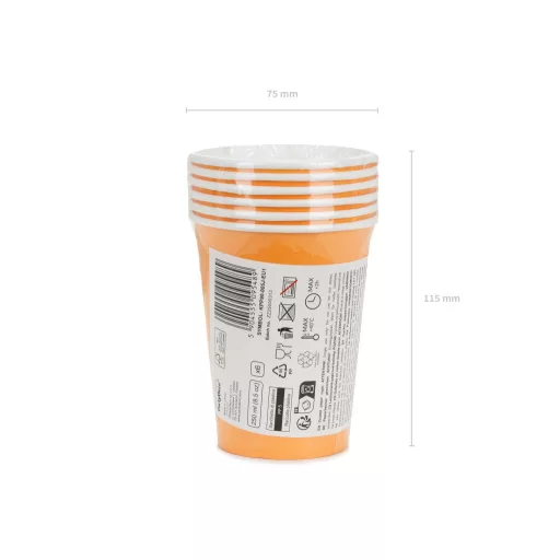 Papírpohár - világos narancs - 250 ml - 6 db