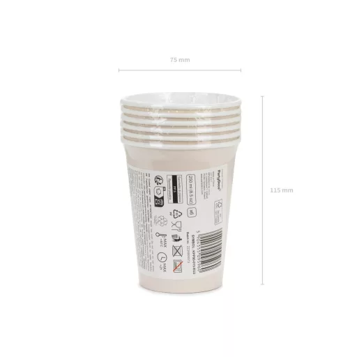 Papírpohár - bézs - 250 ml - 6 db