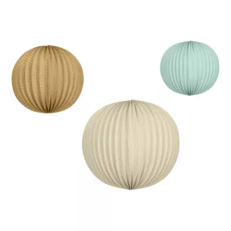 Papírlampion szett - világoskék-barna-krém - 3 db