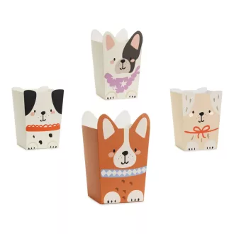 Popcorn doboz - Kutyás - 8,7 × 8,7 cm - 6 db