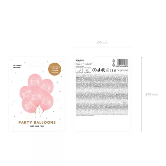 Erős mintás latex lufi - Happy - pasztell rózsaszín - 30 cm - 6 db