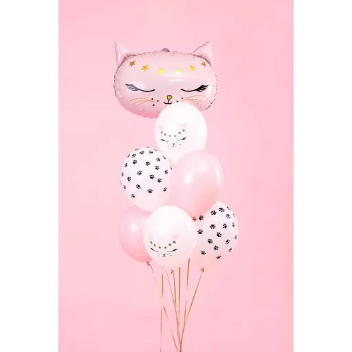 Mintás latex lufi - Cica - 30 cm - 6 db