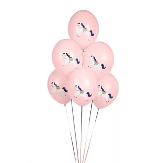 Mintás latex lufi - Lovas - halvány rózsaszín - 30 cm - 6 db