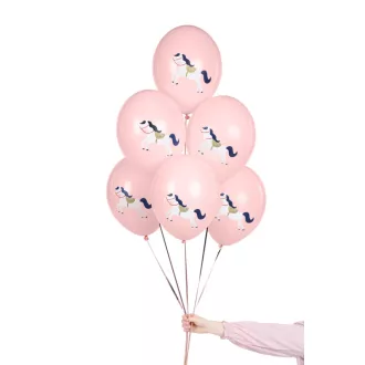 Mintás latex lufi - Lovas - halvány rózsaszín - 30 cm - 6 db
