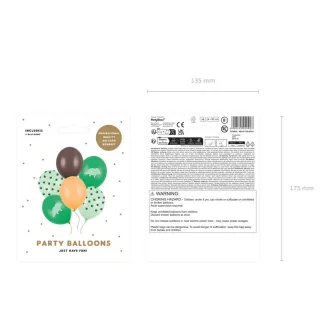 Mintás latex lufi - Dínó - 30 cm - 6 db
