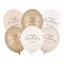 Mintás latex lufi - Happy Birthday - bézs mix - 30 cm - 6 db