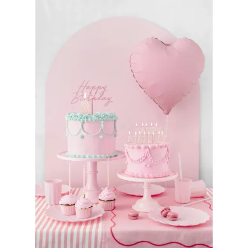 Szülinapi gyertya - rózsaszín - 14 cm - 12 db