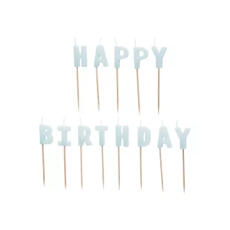 Szülinapi gyertya - Happy Birthday - világoskék - 2,5 cm - 13 db