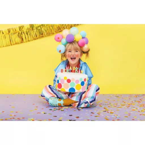Szülinapi gyertya - Happy Birthday - színes pöttyös - 2,5 cm - 13 db
