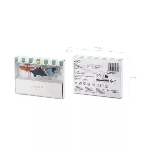 Szülinapi gyertya - Dínók - 3 cm - 3 db