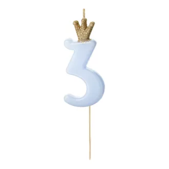 Számos szülinapi gyertya - 3 - világoskék - 9,5 cm