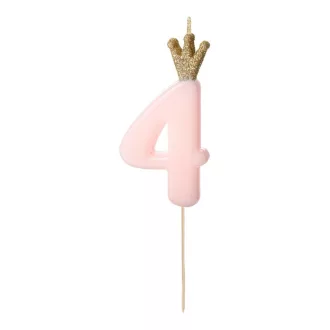 Számos szülinapi gyertya - 4 - világos rózsaszín - 9,5 cm