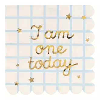 Szalvéta - I am one today maci - bézs - 33 × 33 cm - 12 db