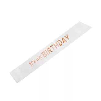 Szülinapi vállszalag - It’s my birthday - fehér - 79 × 9,4 cm