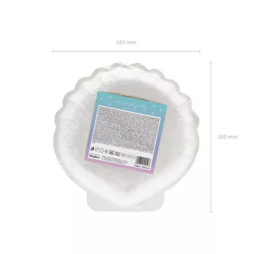 Papírtányér - Sellő kagyló - irizáló - 18,5 cm - 6 db